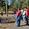 Holly with students on low ropes course