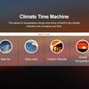 a screenshot of the climate time machine letting you select sea ice, sea level, carbon dioxide, and global temperature